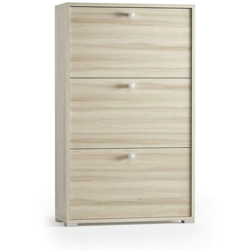 

Zapatero moderno con 3 puertas abatibles, 100% Made in Italy, Zapatero de entrada de doble profundidad, 67x28h112 cm, color Olmo - Dmora