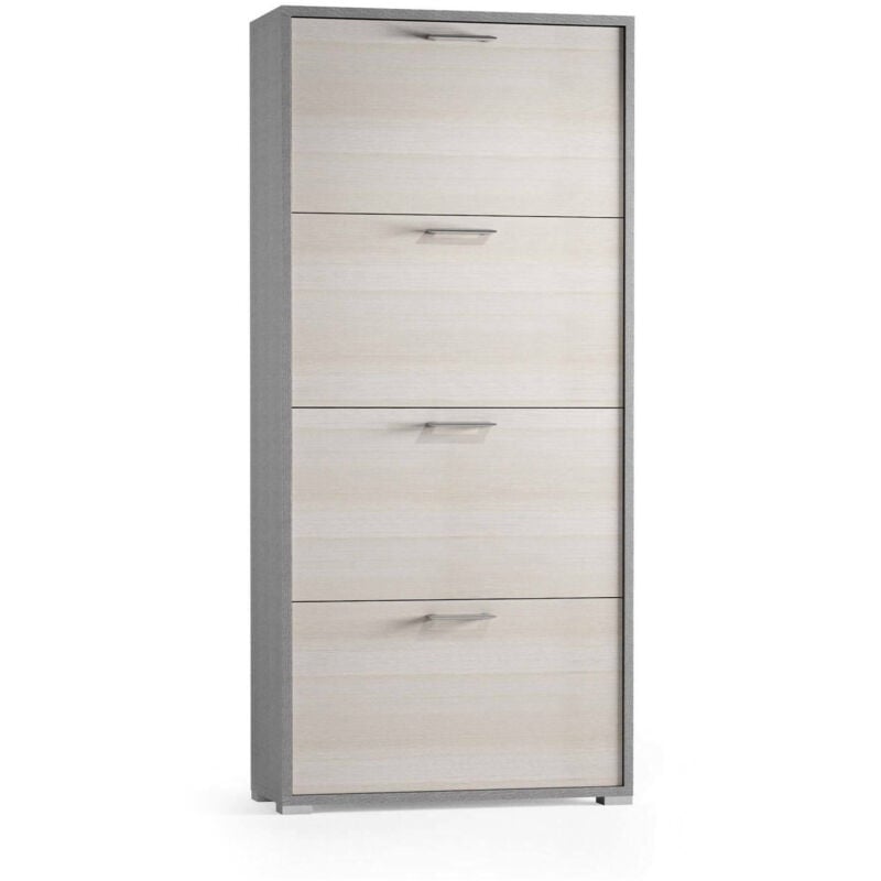 

Zapatero moderno con 4 puertas abatibles, 100% Made in Italy, Zapatero de entrada de doble profundidad, 67x28h147 cm, color alerce - Dmora