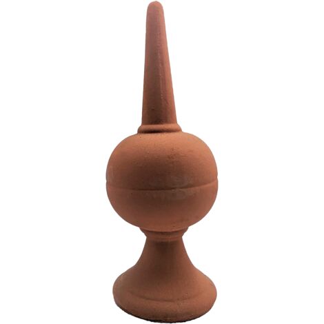 DMS – Épi de faîtage en terre cuite rouge – Hauteur 44 cm – Ø socle 16 cm – Ornement décoratif pour toiture – Résistant aux intempéries