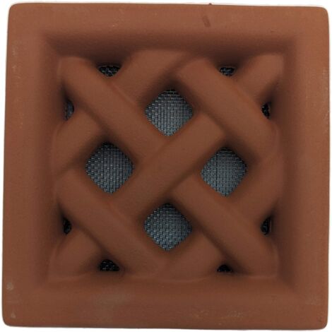 DMS – Grille d’aération VMC en terre cuite rouge 13x13 cm – Résistante aux intempéries – Moustiquaire anti-nuisibles en inox – Pose à sceller