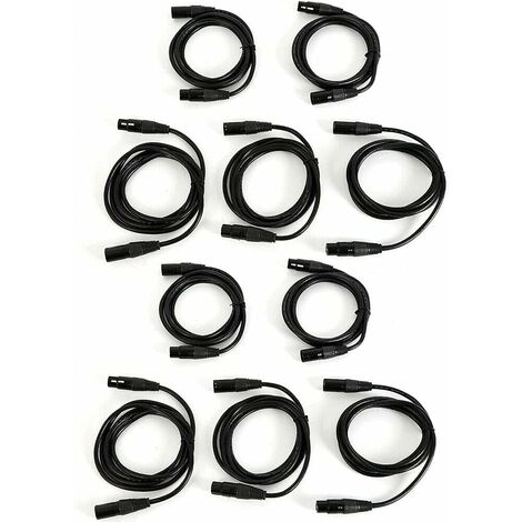 DMX Lot de 10 cables pour éclairage de scène 2 m 3 broches XLR femelle cable de signal DMX