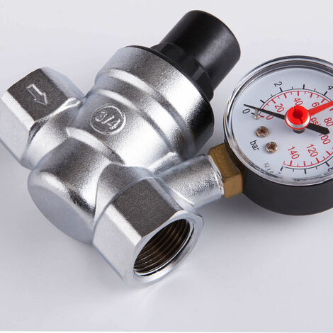 1/2 Druckregelventil Wasserdruckminderventil 1/2Messing Wasserdruckminderventil Überdruckventil Mit Manometer Einstellbarer Wasserdurchfluss 