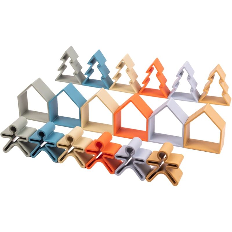 

dëna Set de juguetes de silicona niños casas árboles Nature 18 pzas