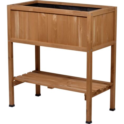 Dobar Hochbeet mit Ablage, braun Hochbeet