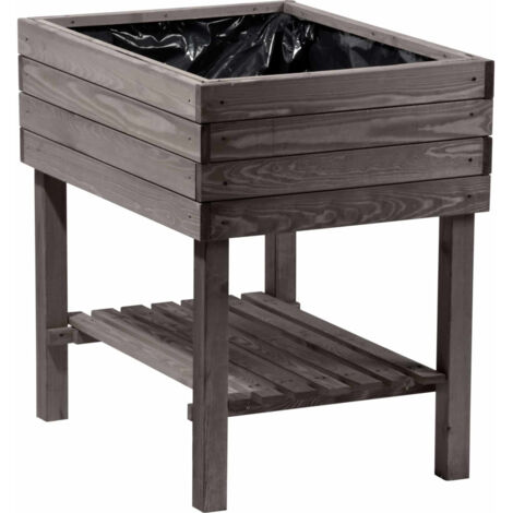 Dobar Hochbeet mit Ablageboden 80 x 58 x 80 cm, Anthrazit Hochbeet