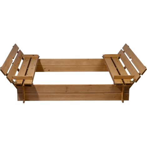 Dobar Sandkasten mit Sitzbänken und Deckel 118 x 118 x 20 cm Sandkasten