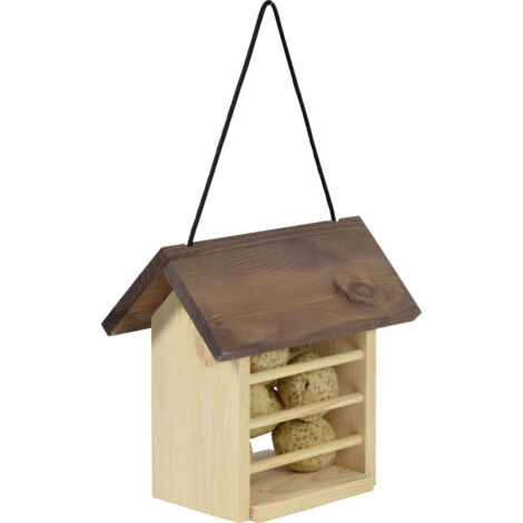 Dobar Vogelfutterhaus für Meisenknödel 22 x 14 x 21 cm braun