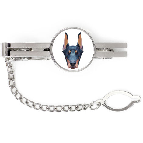 Doberman, Doberman I - pince à cravate géométrique avec photo et inscription Art-Dog