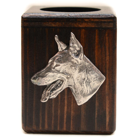 Doberman, Dobermann - candelabro de madera con un perro, un recuerdo único después de la pérdida de un perro, artesanía de Art-Dog