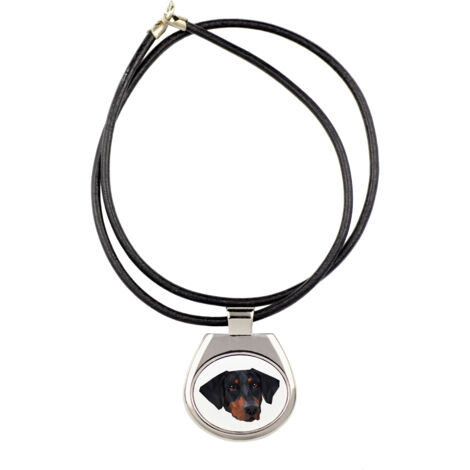 Doberman, Dobermann - collana con foto e scritta geometrica di Art-Dog