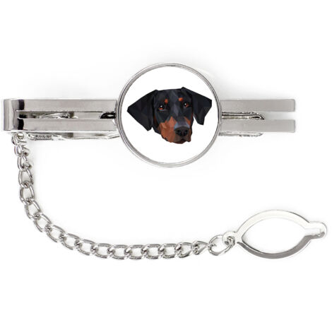 Doberman, Dobermann - geometrische Krawattenklammer mit Foto und Aufschrift Art-Dog
