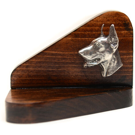 Doberman, Dobermann I - candelabro in legno con un cane, portacandele, memoriale del cane di Art-Dog