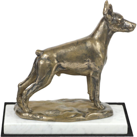 Doberman, Dobermann I - estatuilla de perro, figura en mármol blanco, trofeo para la exposición de perros de la marca Art-Dog