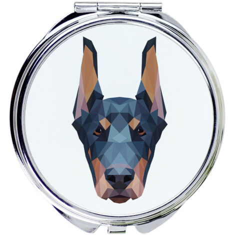 Doberman, Dobermann I - specchio con foto e scritta geometrica di Art-Dog