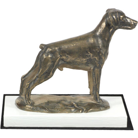 Doberman, Dobermann II - estatuilla de perro, figura sobre base blanca, trofeo para exposición de perros de Art-Dog