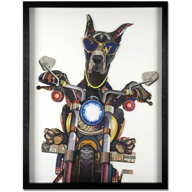 

Doberman on motorcycle cm 82x64x4cm SA049A1 - Artedalmondo