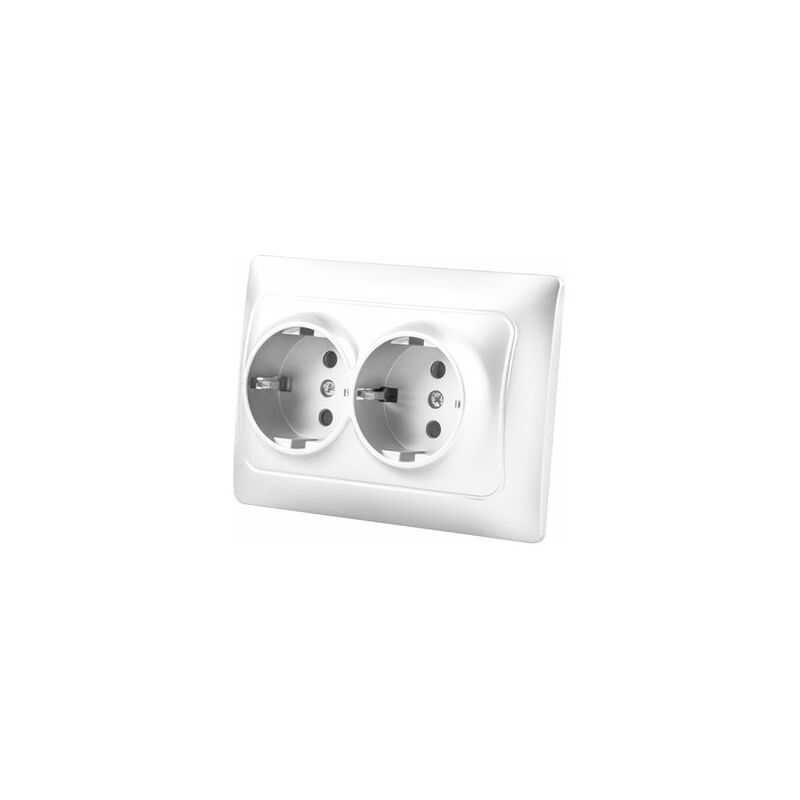 Alfa - Base doble schuko empotrar onlex blanca universal 16a