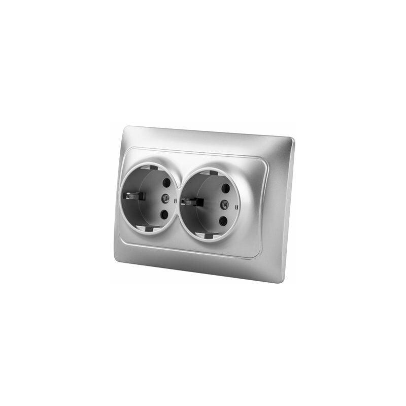 Alfa - Base doble schuko empotrar onlex plata universal 16a