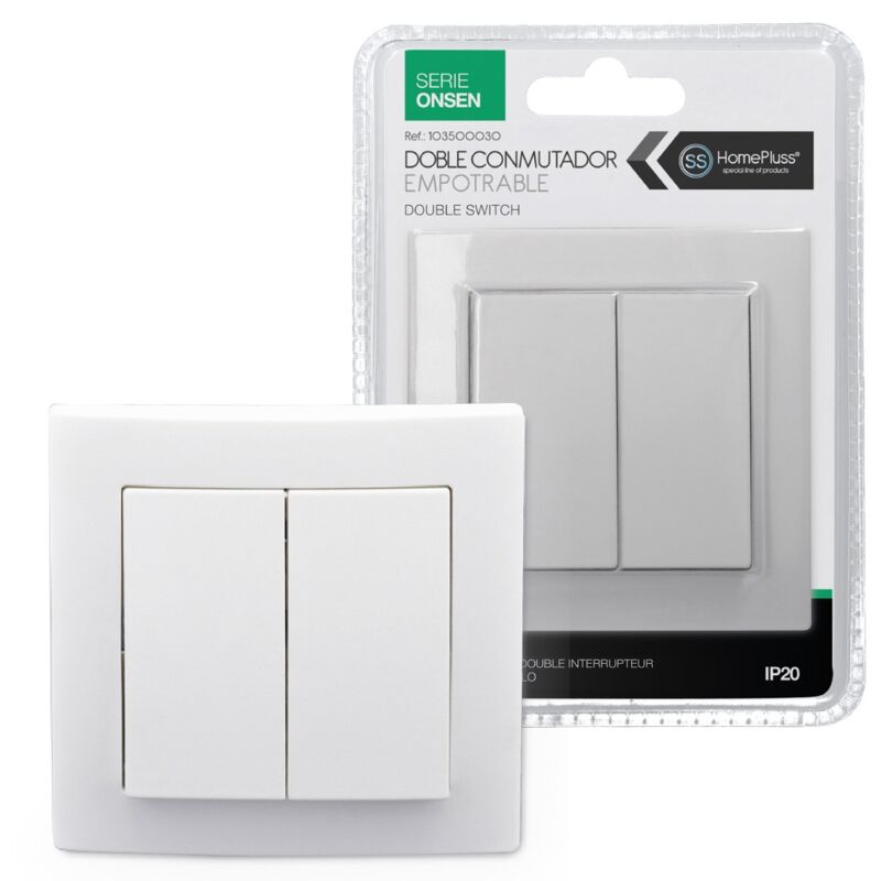 

Doble conmutador empotrable Osen - 6u caja exp