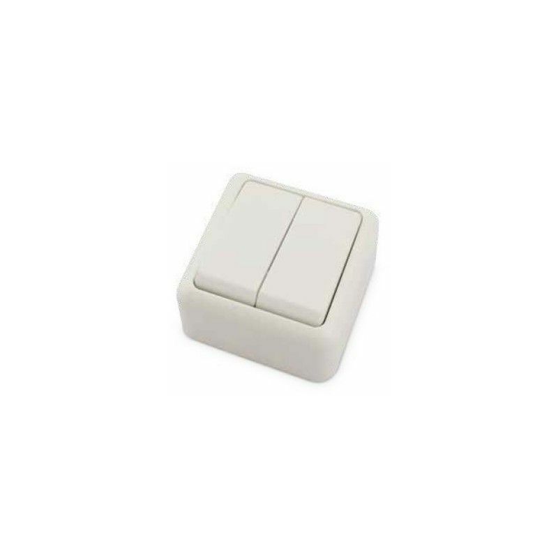

Doble interruptor superficie Blanco 60x60x30mm 10A 250V GSC 0201027