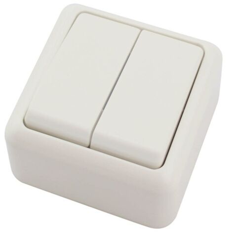 Doble interruptor superficie Blanco 60x60x30mm 10A 250V GSC 0201027
