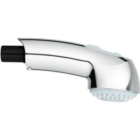 Doccetta estraibile Grohe per lavelli cucina. Finitura Cromo Lucida. Due pulsanti superiori per chiusura e cambio getto acqua. 46656NC0