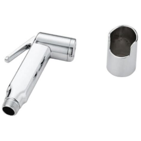 Doccetta shut-off cromata in ABS compresa di supporto a muro accessorio bagno wc