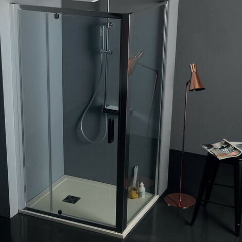 Doccia Angolare 80x100 cm - Apertura Porta Ruotante Reversibile - Doppio Vetro