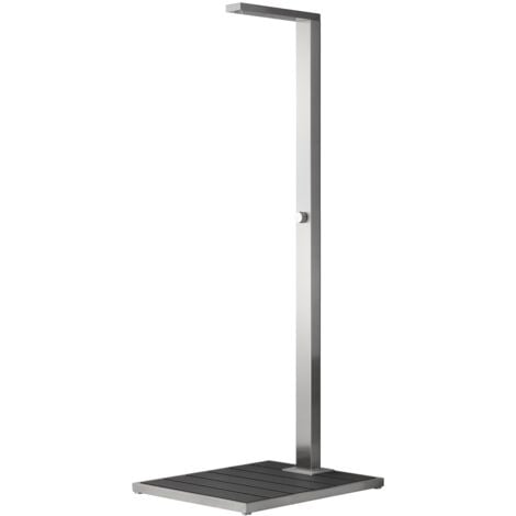 Doccia da esterno inox spazzolato modello faggio con pedana antiscivolo wpc