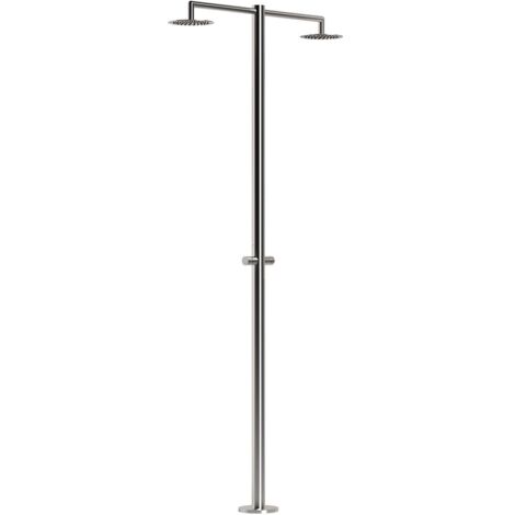 Doccia da Giardino ad Acqua Fredda in Acciaio Inox con 2 Soffioni Sined Ortro 2T