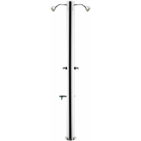 Doccia da Giardino Doppia 2 Rubinetti e Lavapiedi ATI Docce MUL-2R Inox Anodizzato