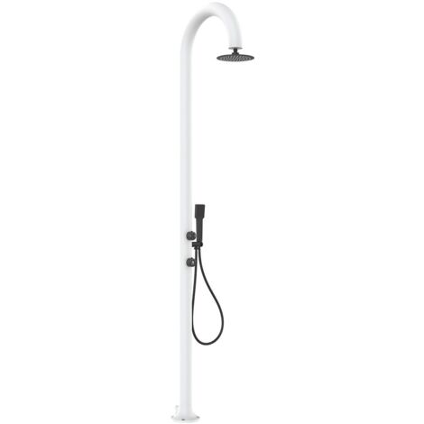 Doccia da Giardino in Alluminio con Doppio Attacco Acqua Sined Luna Alu Bianco