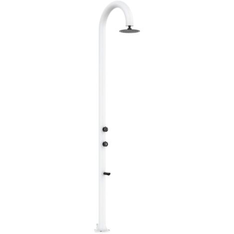 Doccia da Giardino in Alluminio con Soffione e Lavapiedi Sined Luna Alu Bianco