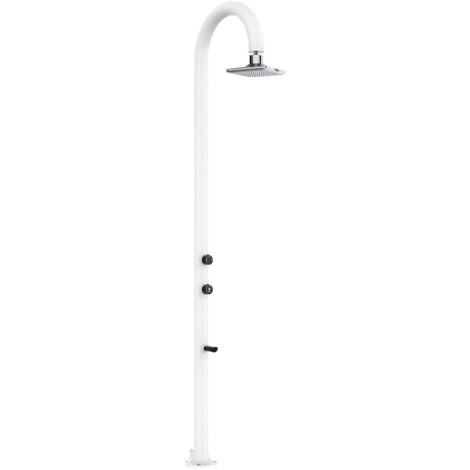 Doccia da Giardino in Alluminio Soffione LED Quadrato con Termometro LCD Sined Luna Alu Bianco
