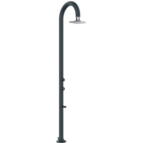 Doccia da Giardino in Alluminio Soffione LED Quadrato con Termometro LCD Sined Luna Alu Grigio