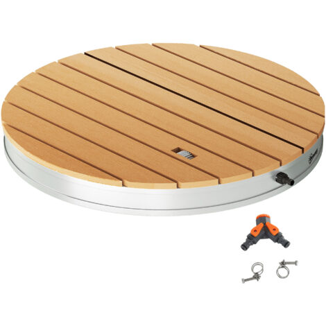 Doccia da Giardino Portatile Ø70,5x7,5 cm Getti d'Acqua Regolabili fino a 4 m in Polistirene Effetto Legno