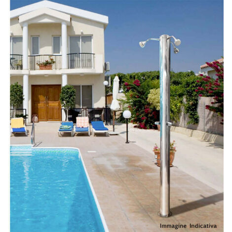 Doccia da Giardino Tripla 3 Temporizzatori e Lavapiedi ATI Docce MUL-3P Inox Anodizzato