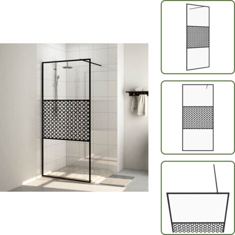 Doccia in vetro - vidaXL Parete per Doccia Walk-in Vetro Trasparente ESG 115x195cm Nera - Parete doccia nera