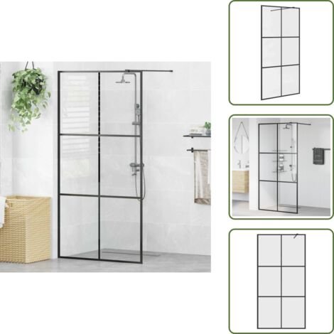 Doccia in vetro - vidaXL Parete per Doccia Walk-in Vetro Trasparente ESG Nera 100x195 cm - Parete doccia moderna