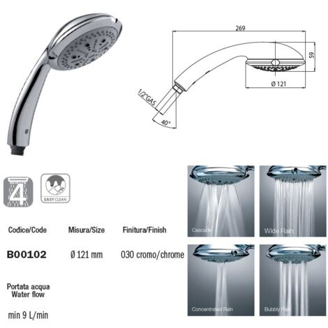 Doccia Ocean ø 121 - 113 mm 4 getti, cromo B00102000235005