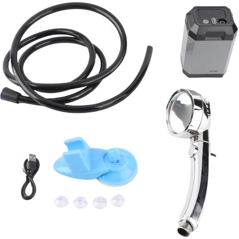 Doccia portatile da esterno, ricaricabile tramite USB, display digitale, batteria da 5400 mAh, ideale per campeggio, viaggi, escursionismo e turismo, colore grigio.