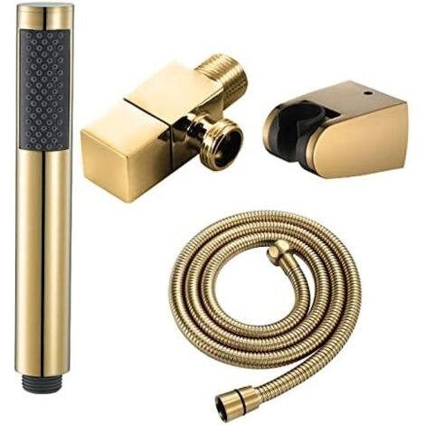 Doccia portatile in oro, soffione doccia a pioggia in ottone ad alta pressione, soffione doccia a parete con tubo flessibile in acciaio inossidabile da 59 mm