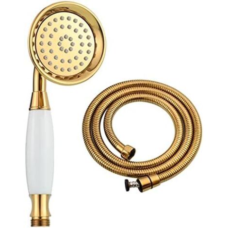 Doccia portatile, soffione doccia a parete in ottone dorato con tubo flessibile da 59 pollici, soffioni doccia ad alta pressione con staffa regolabile, B
