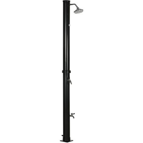 Doccia Solare 15,5x15,5x222 cm da 20L con Rubinetto Inferiore e Temperatura Regolabile Nero
