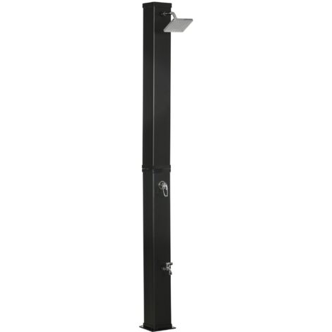 Doccia Solare 19x20x217 cm Contenitore da 40L Temperatura fino a 60°C con Rubinetto Inferiore Nero