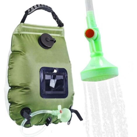 Doccia solare da campeggio verde militare, doccia solare portatile, sacca d'acqua pieghevole da 20 litri per esterni, scaldabagno solare, ideale per escursionismo e alpinismo