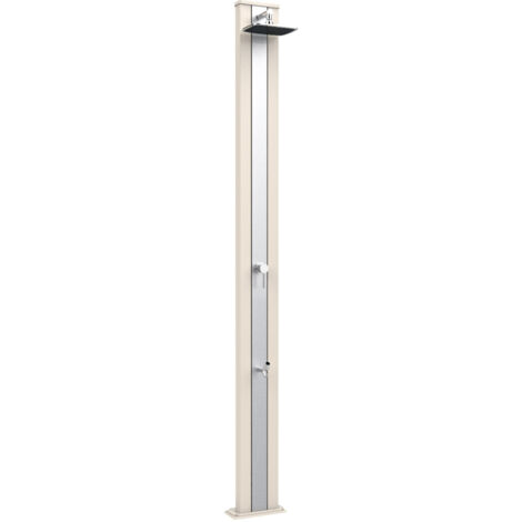 Doccia solare da esterno giardino 30l miscelatore e lavapiedi arkema spring s fascia inox bianco crema