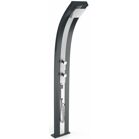Doccia Solare da Esterno Giardino 40L Miscelatore e Doccetta Mobile Arkema Dada Fascia Inox Grigio
