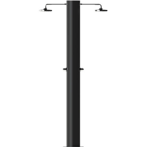 Doccia Solare da Giardino 70 L 2 Soffione Eco Rain e 2 Miscelatore Temporizzato Arno T2N Nero Opaco