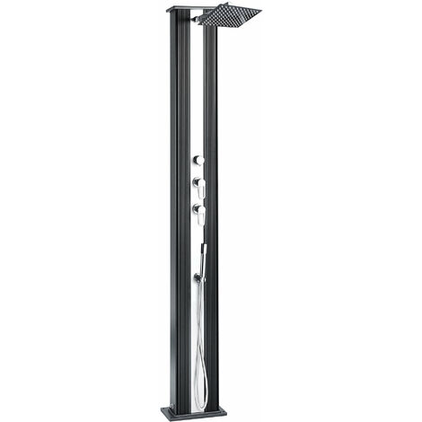 Doccia Solare Ibrida da Giardino 40L Miscelatore e Doccetta Lavapiedi Antracite/Alluminio